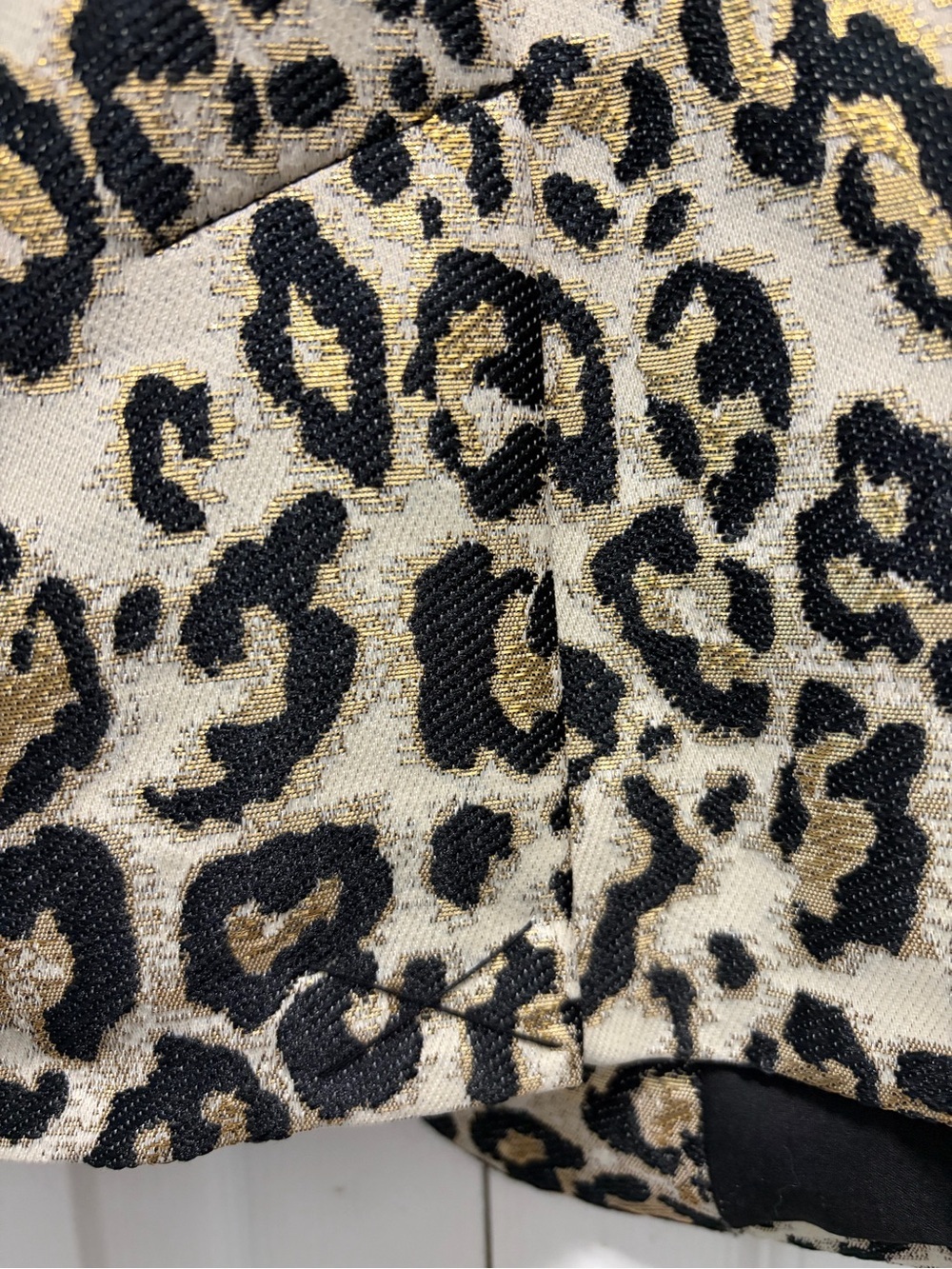 Chico's Leopard Print Blazer Jacket Cream Black Gold Metallic 2 Large - Picture 11 of 12